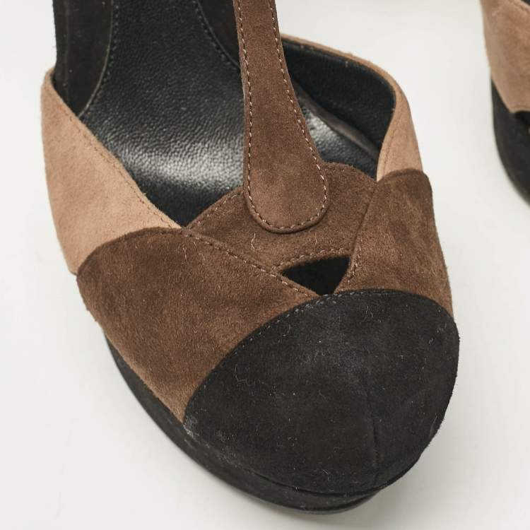 Pre Owned Fendi Multicolor Suede Mary Jane Pumps Size 38