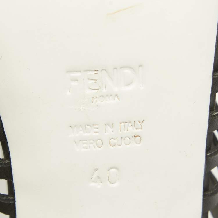 Pre Owned Fendi Black Leather Strappy Sandals Size 40