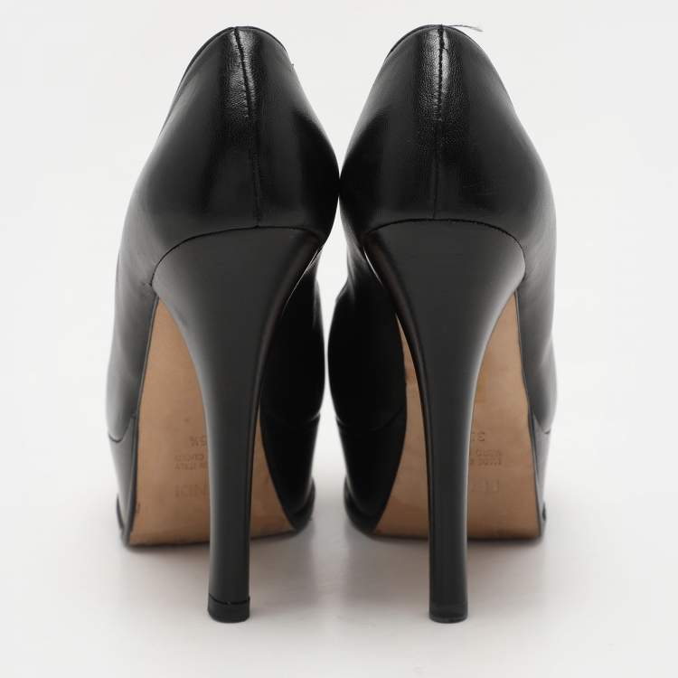 Pre Owned Fendi Black Leather Fendista Platform Pumps Size 35.5