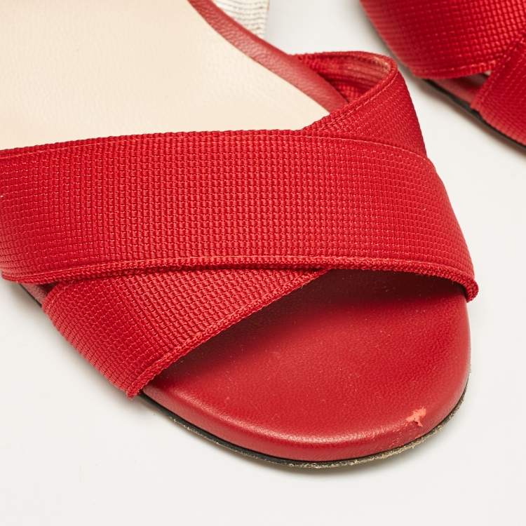 Pre Owned Fendi Multicolor Canvas Ankle Strap Sandals Size 39