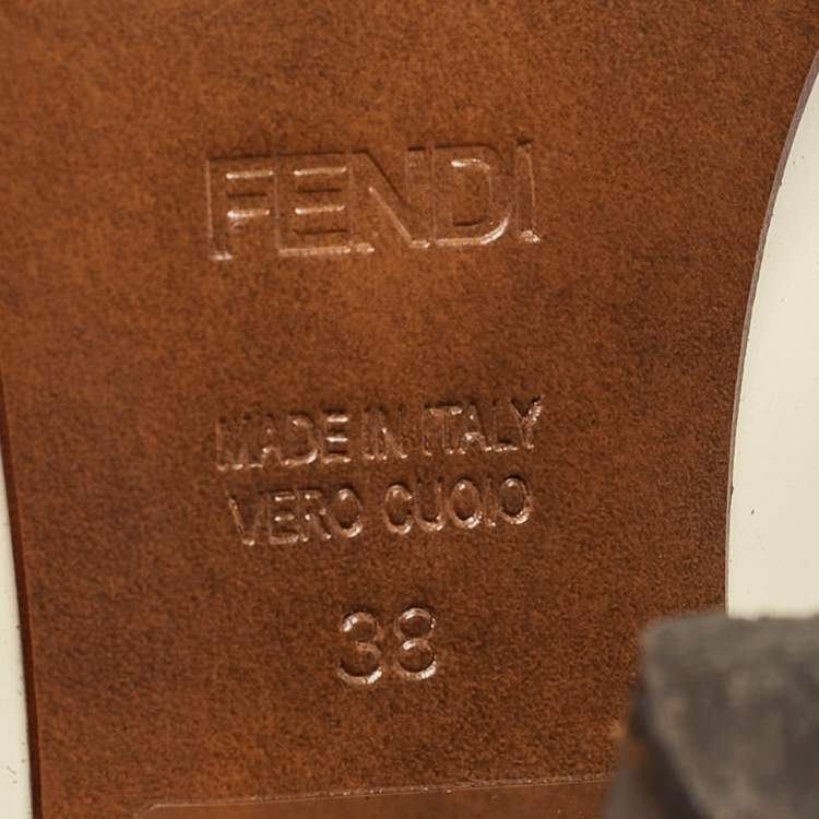 Pre Owned Fendi Cream Patent Leather Buckle Detail Open Toe Pumps  Size 38