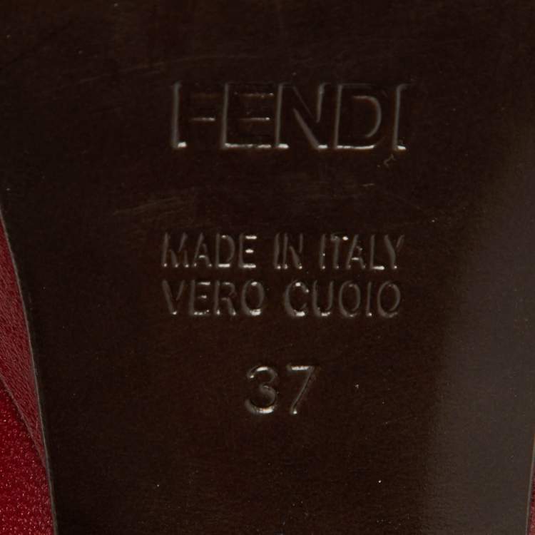 Pre Owned Fendi Dark Red Leather Fendista Platform Pumps Size 37