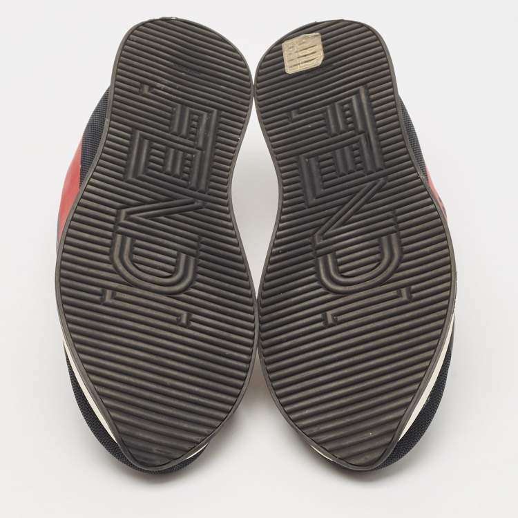 Pre Owned Fendi Multicolor Zucca Mesh And Leather Colibri Slip On Sneakers Size 39
