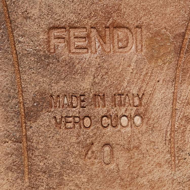 Pre Owned Fendi Brown/Red Zucca Canvas and Leather Heart Cap Toe Ballet Flats Size 40