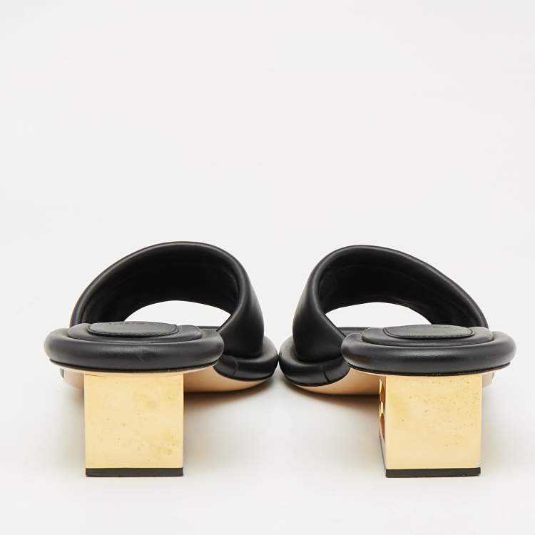 Pre Owned Fendi Black Leather Baguette Slide Sandals Size 42