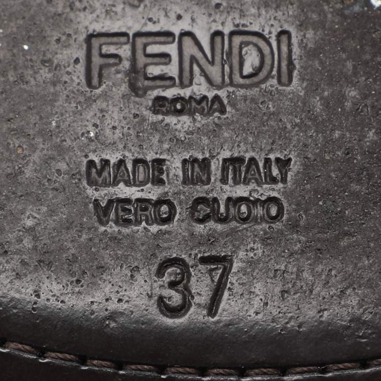 Pre Owned Fendi Green Leather Ruffled Leather Mules Size 37