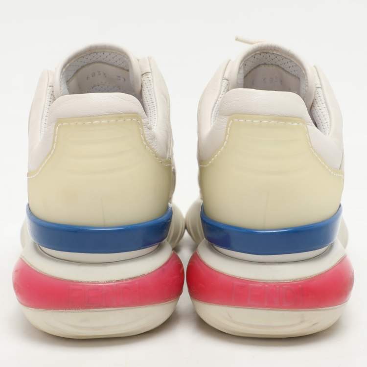 Pre Owned Fendi X Fila Off-White Leather Fila Mania Platform Sneakers 37