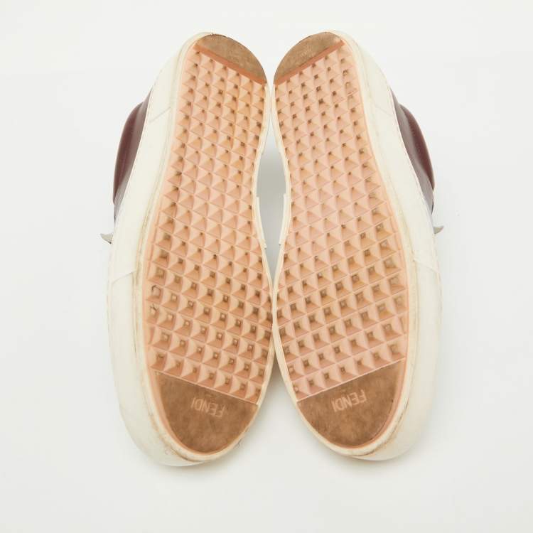 Pre Owned Fendi Multicolor Leather Face Motif Slip On Sneakers Size 37.5