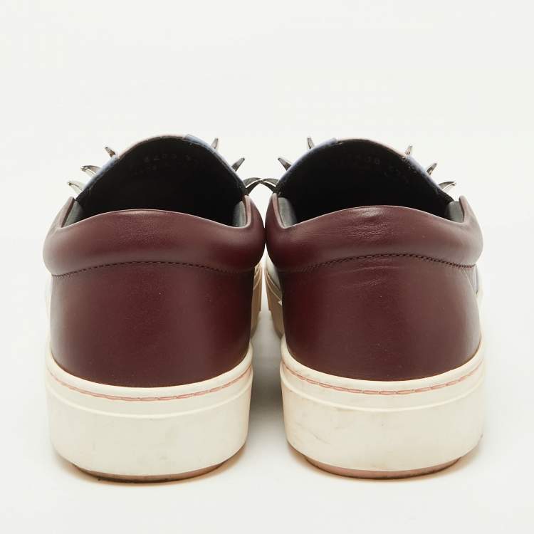 Pre Owned Fendi Multicolor Leather Face Motif Slip On Sneakers Size 37.5