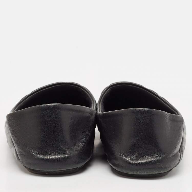 Pre Owned Fendi Black Leather forever fendi Flats Size 38