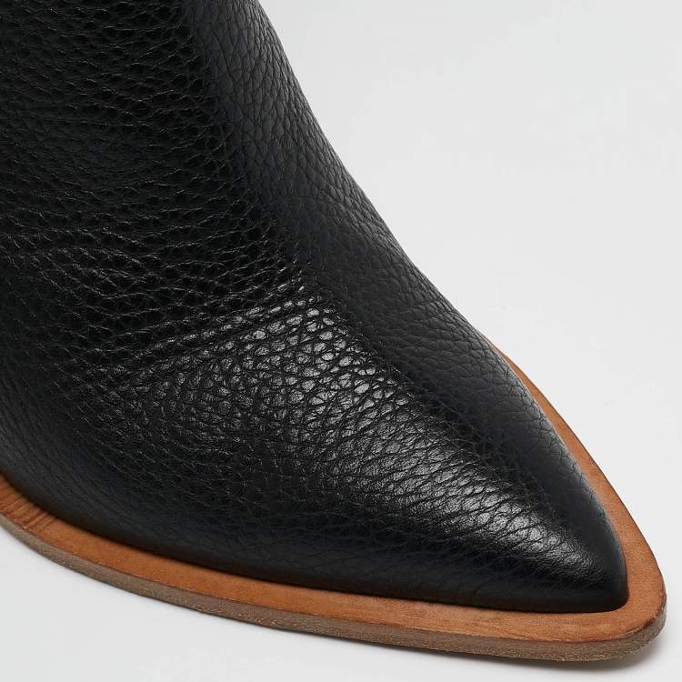 Pre Owned Fendi Black/Beige Zucca Fabric And Leather Colibri Knee Length Boots Size 38