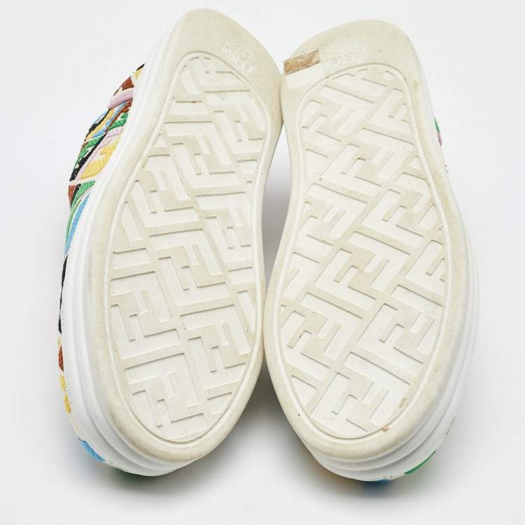 Pre Owned Fendi Multicolor Canvas FF Vertigo Slip On Sneakers Size 39