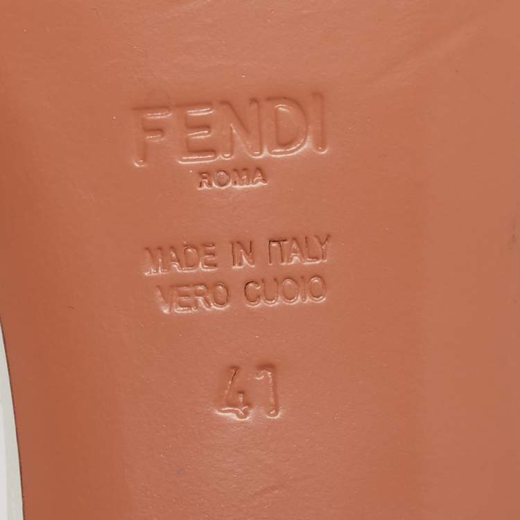 Pre Owned Fendi Grey Patent Leather Slide Sandals Size 41