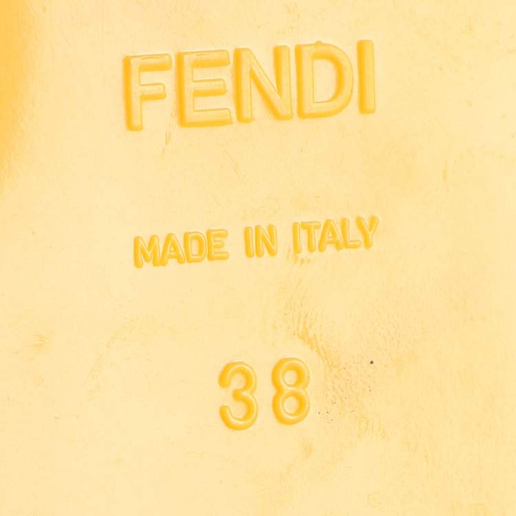 Pre Owned Fendi Yellow Jelly Peep Toe Ankle Strap Flat Sandals Size 38