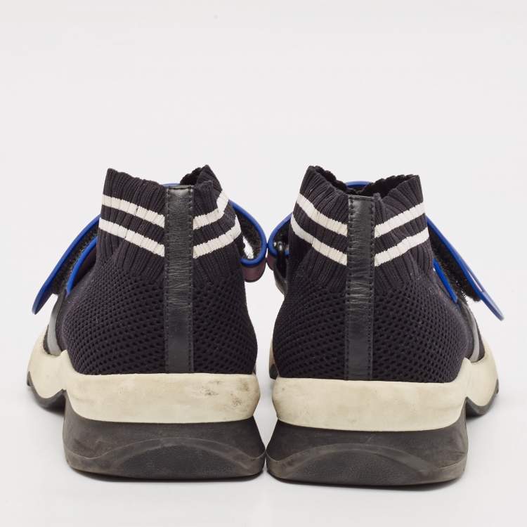 Pre Owned Fendi Black Knit Fabric Rockoko Low Top Sneakers Size 37