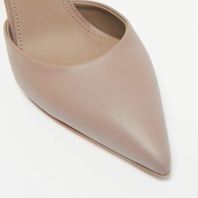 Pre Owned Fendi Beige Leather Fendi First Slingback Pumps Size 37