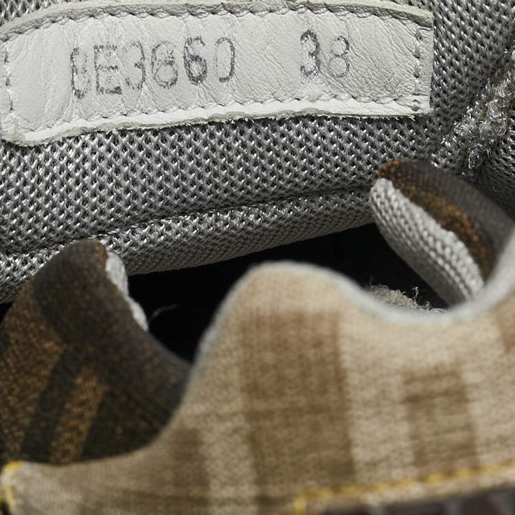 Pre Owned Fendi Brown Canvas FF Logo Lace Up Sneakers Size 38