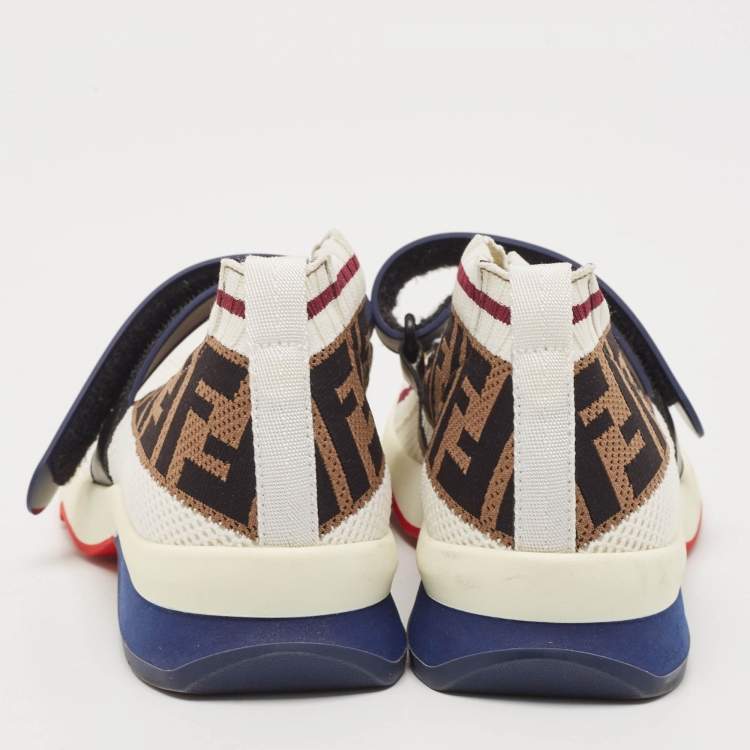 Pre Owned Fendi Multicolor Knit Fabric Rockoko Sneakers Size 37.5
