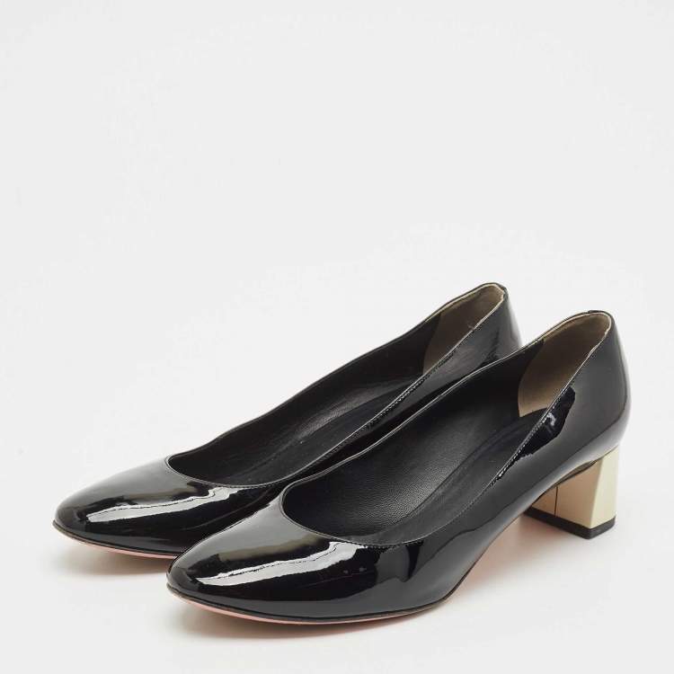 Pre Owned Fendi Black Patent Leather Eloise Round Toe Pumps Size 39.5