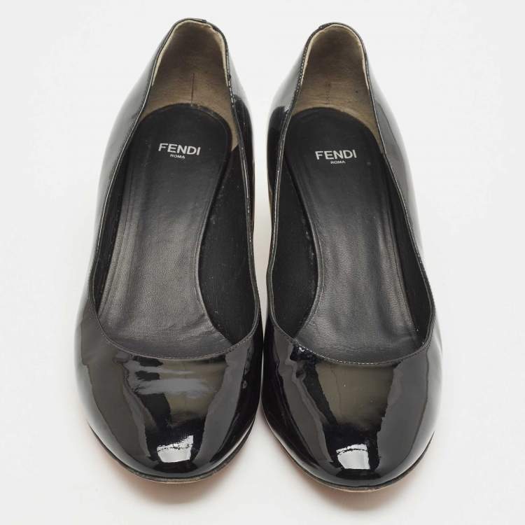Pre Owned Fendi Black Patent Leather Eloise Round Toe Pumps Size 39.5