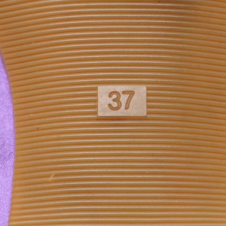 Pre Owned Fendi Purple Satin and Suede Embellished Ballet Flats Size 37