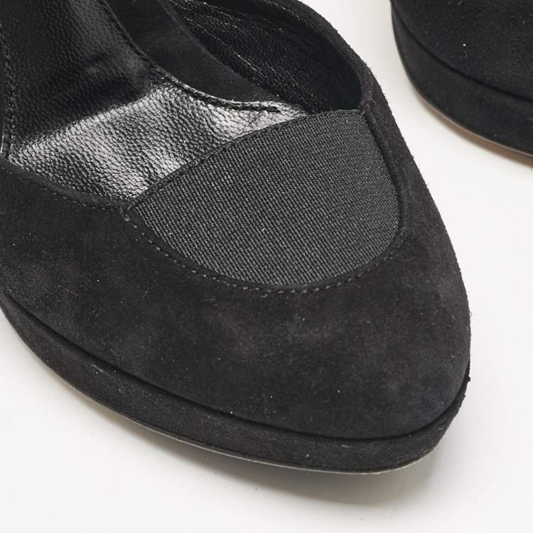 Pre Owned Fendi Black Suede and Elastic Band D'orsay Pumps Size 36