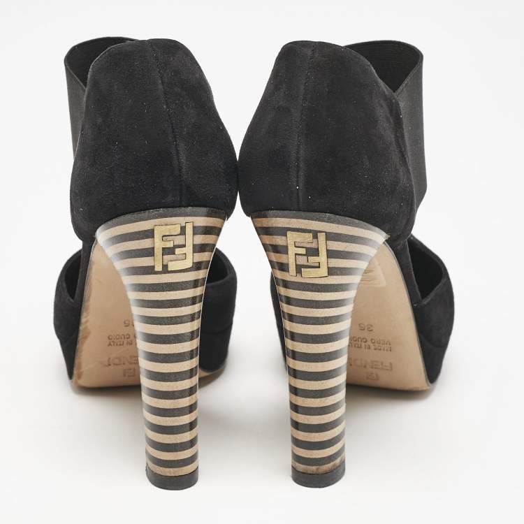 Pre Owned Fendi Black Suede and Elastic Band D'orsay Pumps Size 36