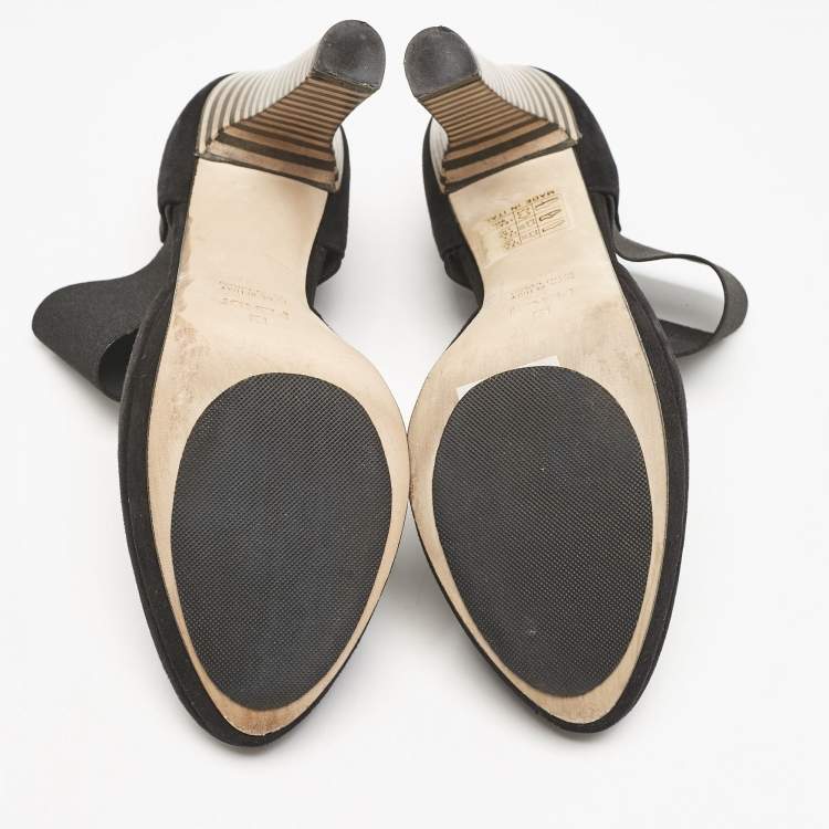 Pre Owned Fendi Black Suede and Elastic Band D'orsay Pumps Size 36