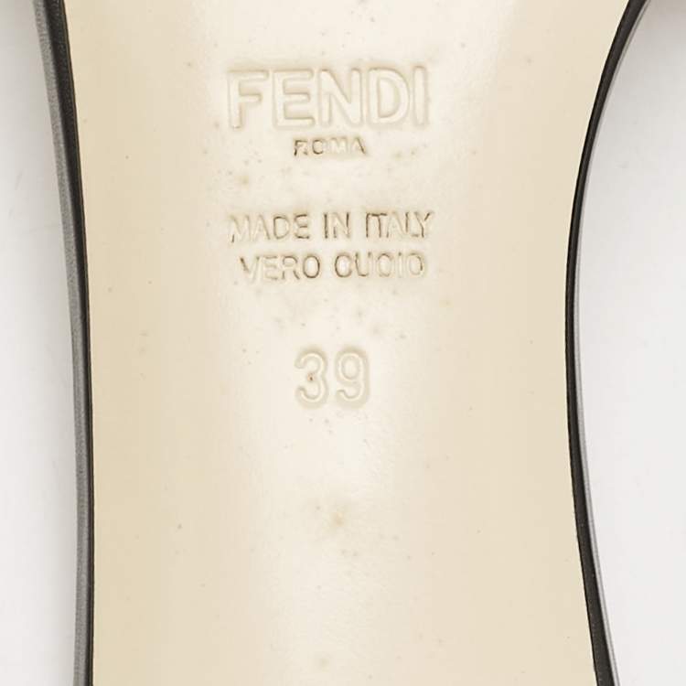 Pre Owned Fendi Black/Brown Zucca Velvet Slide Sandals Size 39