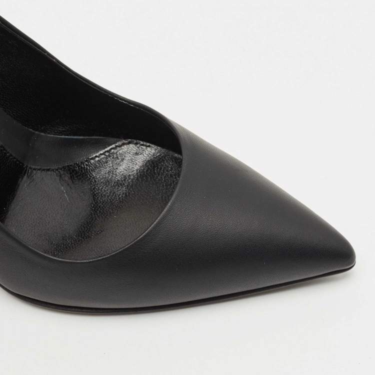 Pre Owned Fendi Black Leather Pointed Toe Pumps Size 35.5