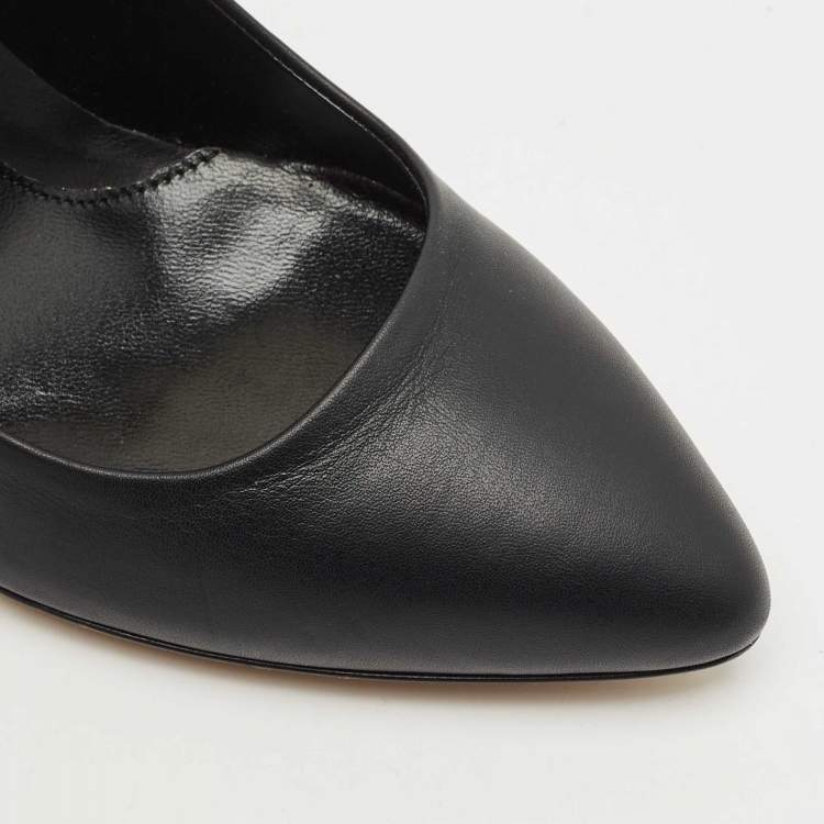 Pre Owned Fendi Black Leather Wedge Pumps Size 36