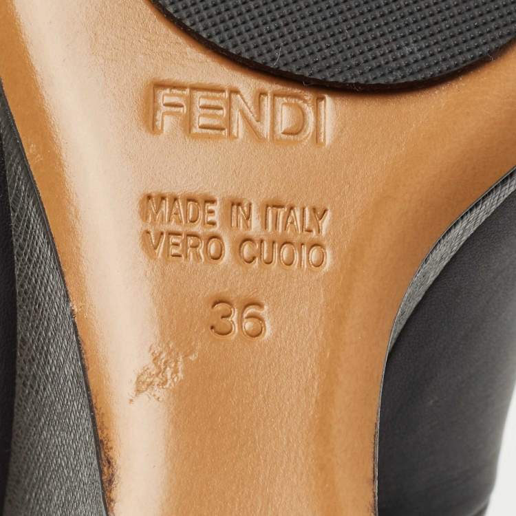 Pre Owned Fendi Black Leather Wedge Pumps Size 36