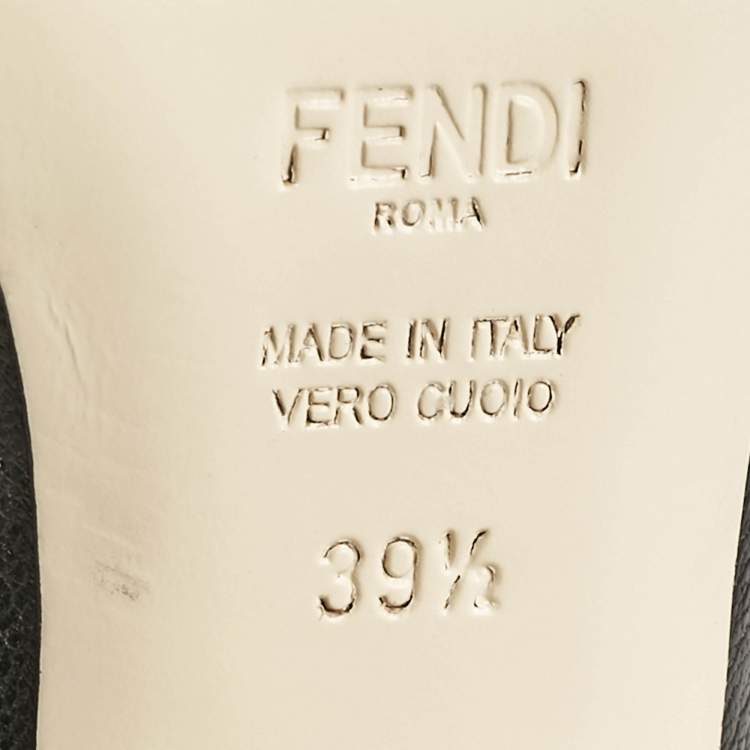 Pre Owned Fendi Black Leather F Logo Mules Size 39.5