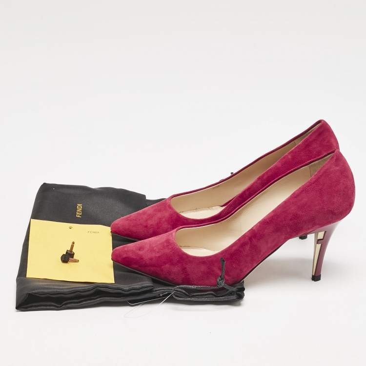 Pre Owned Fendi Magenta Pink Suede Pointed Toe Pumps Size 36