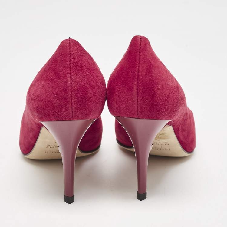 Pre Owned Fendi Magenta Pink Suede Pointed Toe Pumps Size 36