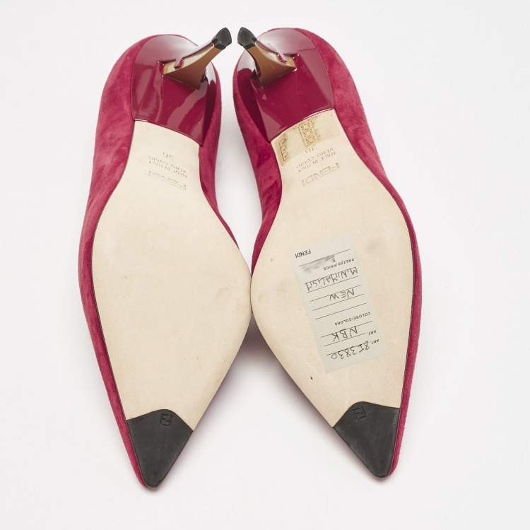 Pre Owned Fendi Magenta Pink Suede Pointed Toe Pumps Size 36