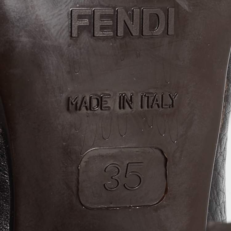 مملوكة مسبقًا Fendi Dark Brown Selleria Leather Zip Ankle Length Boots Size 35