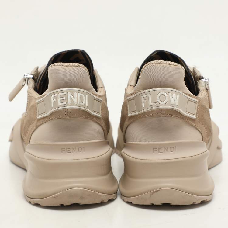Pre Owned Fendi Beige Suede Flow Sneakers Size 37