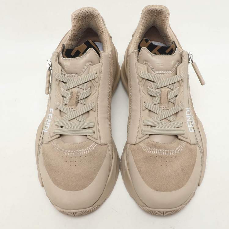Pre Owned Fendi Beige Suede Flow Sneakers Size 37