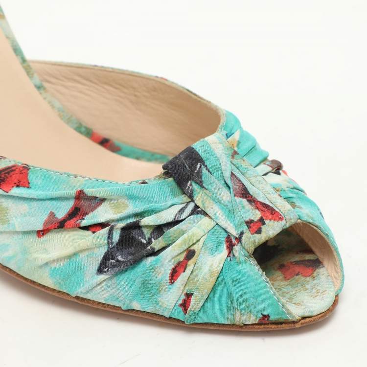 Pre Owned Fendi Multicolor Floral Printed Nylon Mules Size 39
