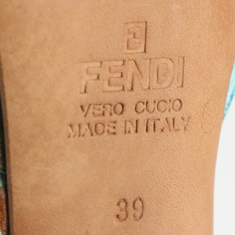 Pre Owned Fendi Multicolor Floral Printed Nylon Mules Size 39