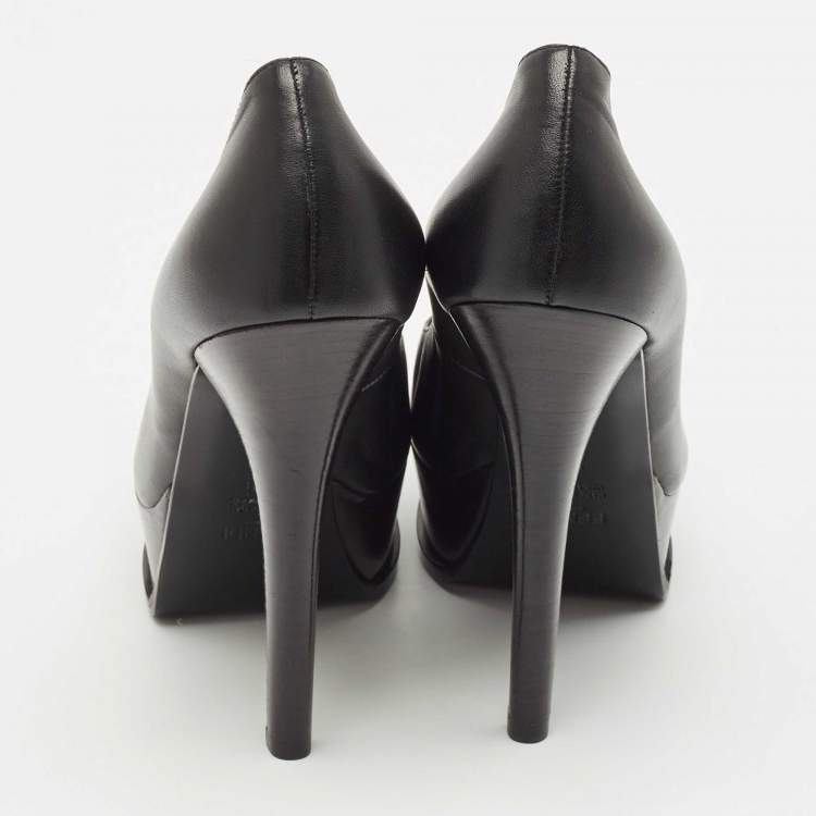 Pre Owned Fendi Black Leather Fendista Platform Pumps Size 39