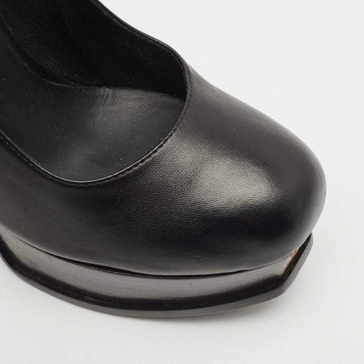 Pre Owned Fendi Black Leather Fendista Platform Pumps Size 39