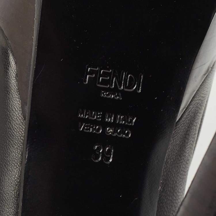 Pre Owned Fendi Black Leather Fendista Platform Pumps Size 39