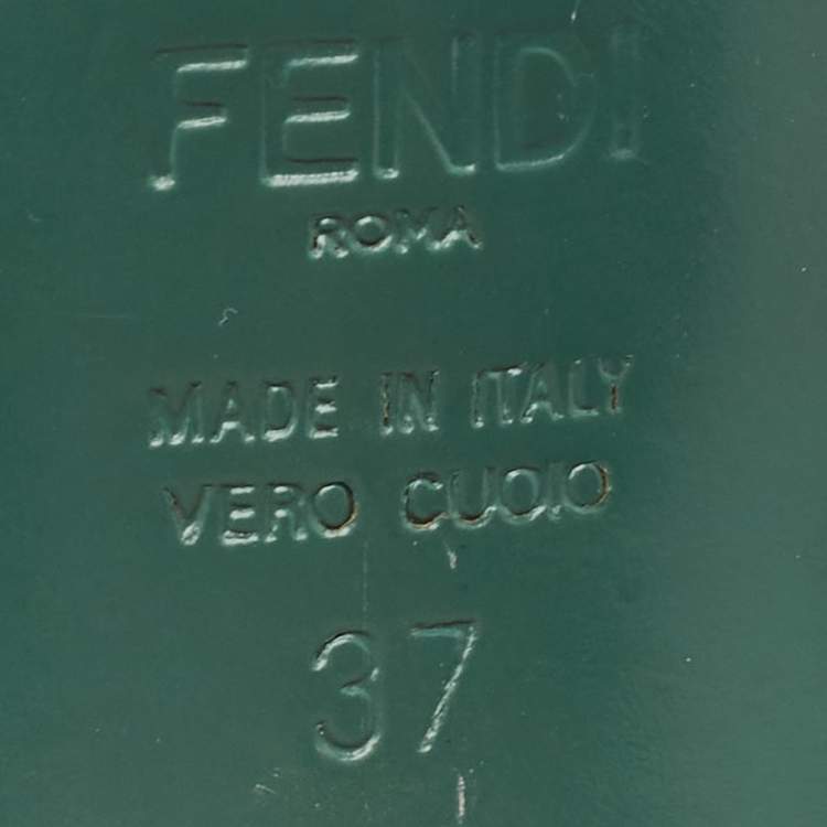 Pre Owned Fendi Grey Leather Chameleon Ankle Strap Sandals Size 37