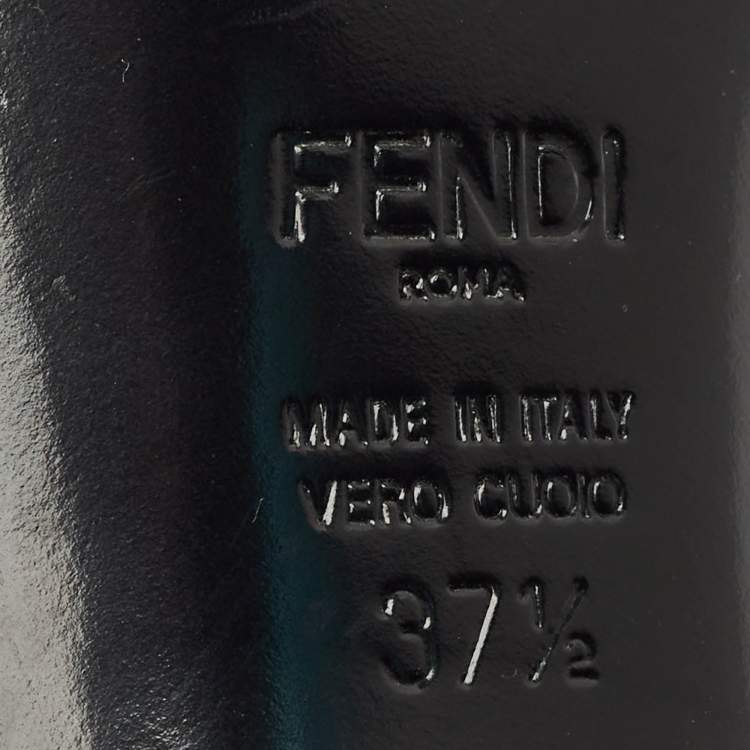 Pre Owned Fendi Black Patent Leather Ankle Strap Sandals Size 37.5