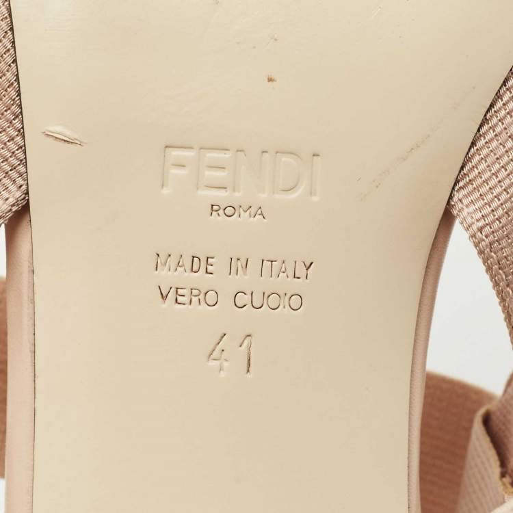 Pre Owned Fendi Beige Zucca Mesh and Fabric Colibri Pumps Size 41