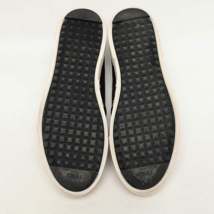 Pre Owned Fendi Black Leather Monster Slip On Sneakers Size 38.5