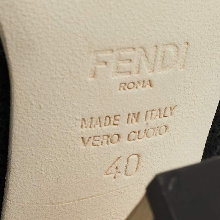 Pre Owned Fendi Black Knit Fabric Pearl Embellished Sock Ankle Boots Size 40