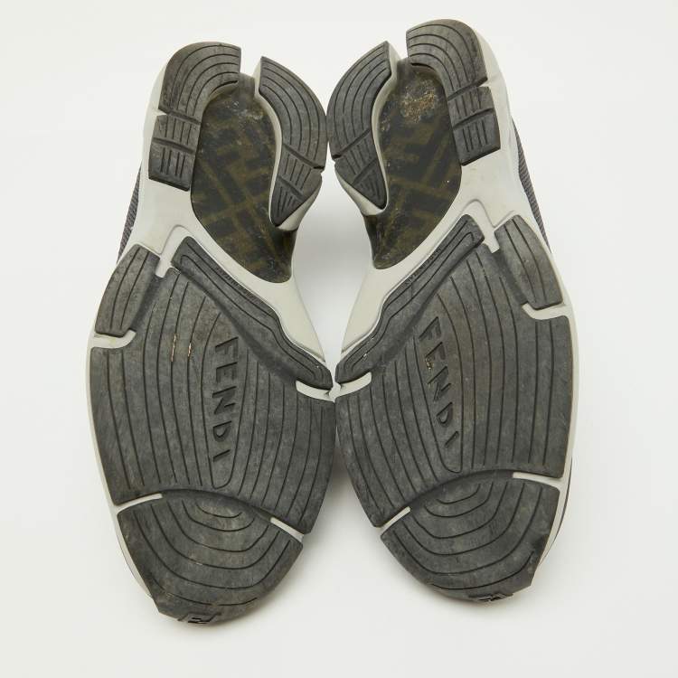 Pre Owned Fendi Dark Grey/Black Knit Fabric Faster Slip On Low Top Sneakers Size 40